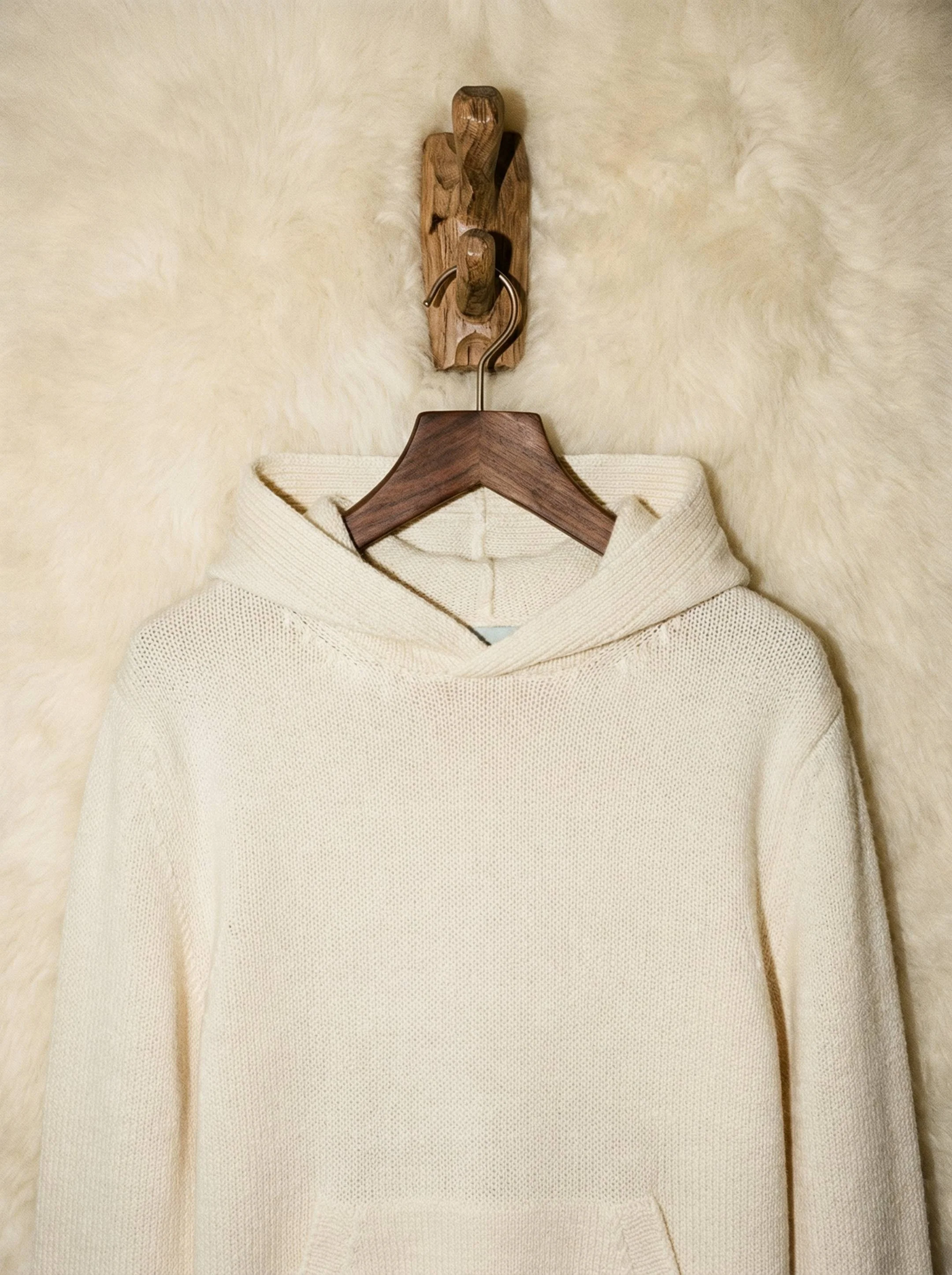 The Chunky Knit Hoodie - Raw White - Image 9