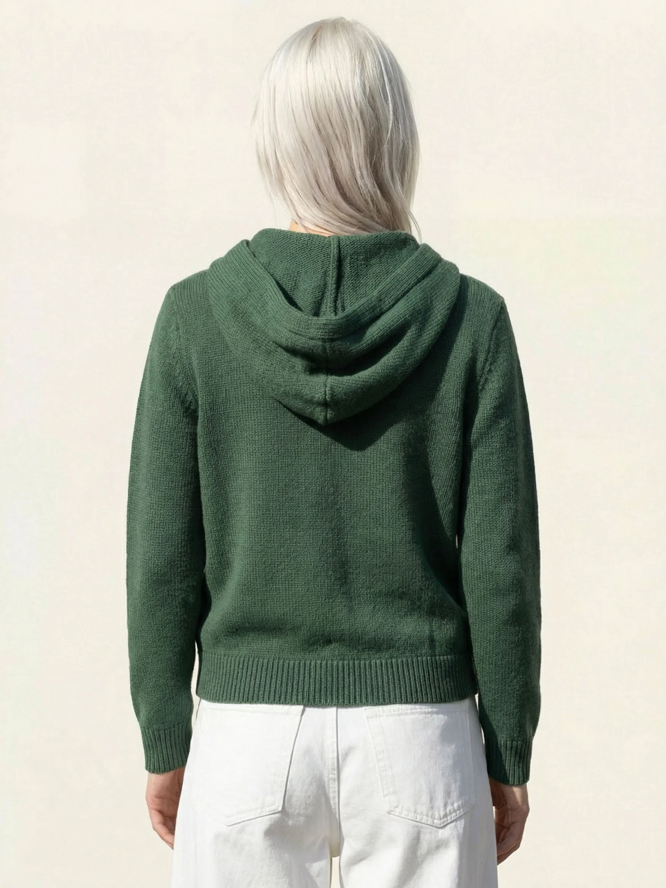 The Chunky Knit Zip Hoodie - Emerald Green - Image 3