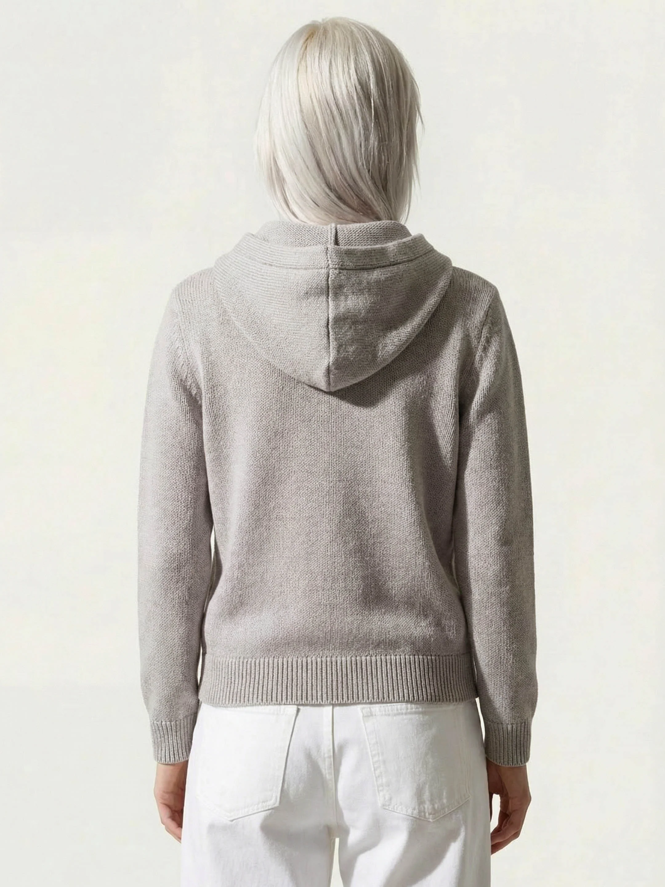 The Chunky Knit Zip Hoodie - Moon Grey - Image 4
