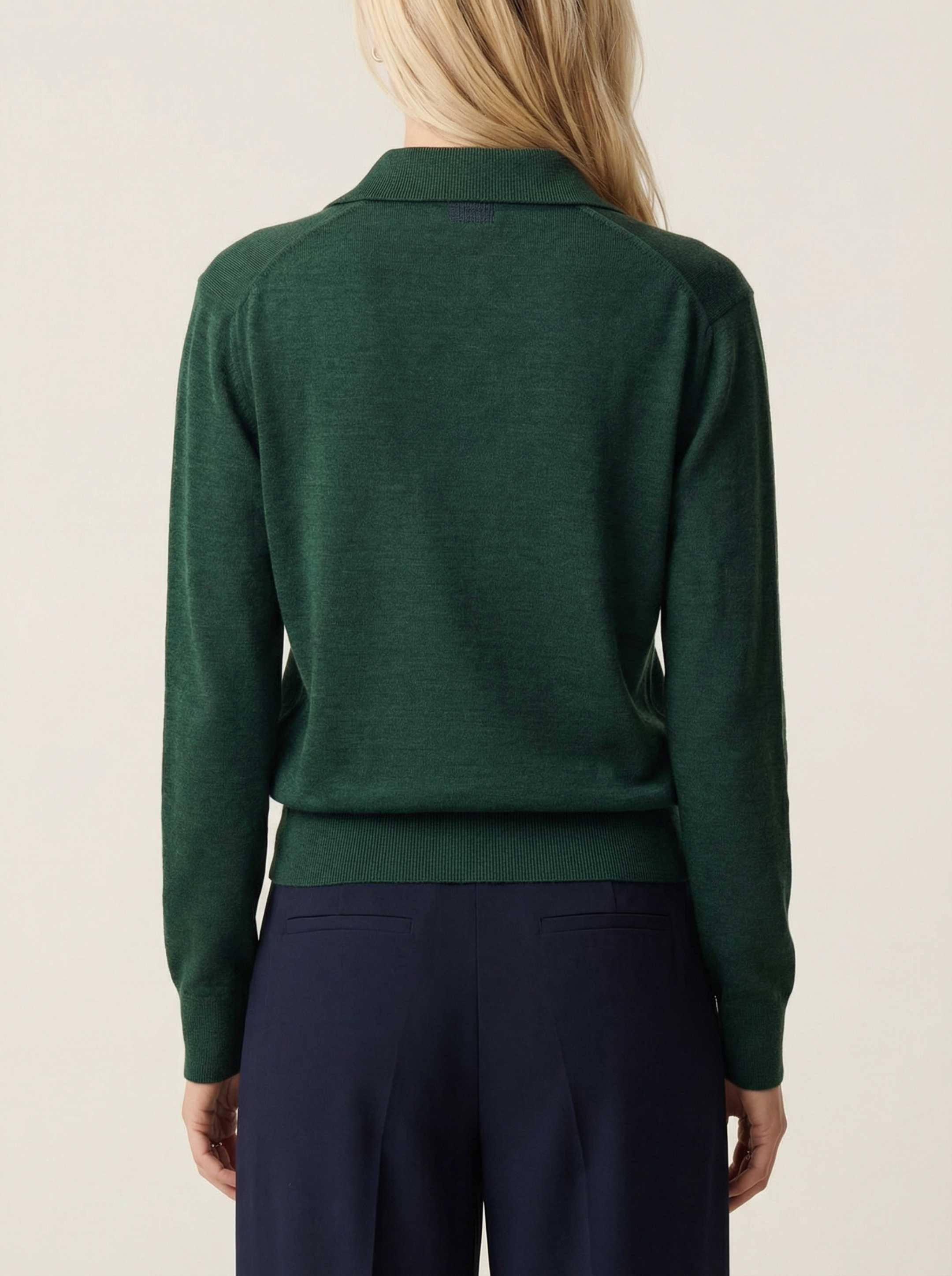 The Everyday Long Sleeve Polo Shirt - Emerald Green - Image 4