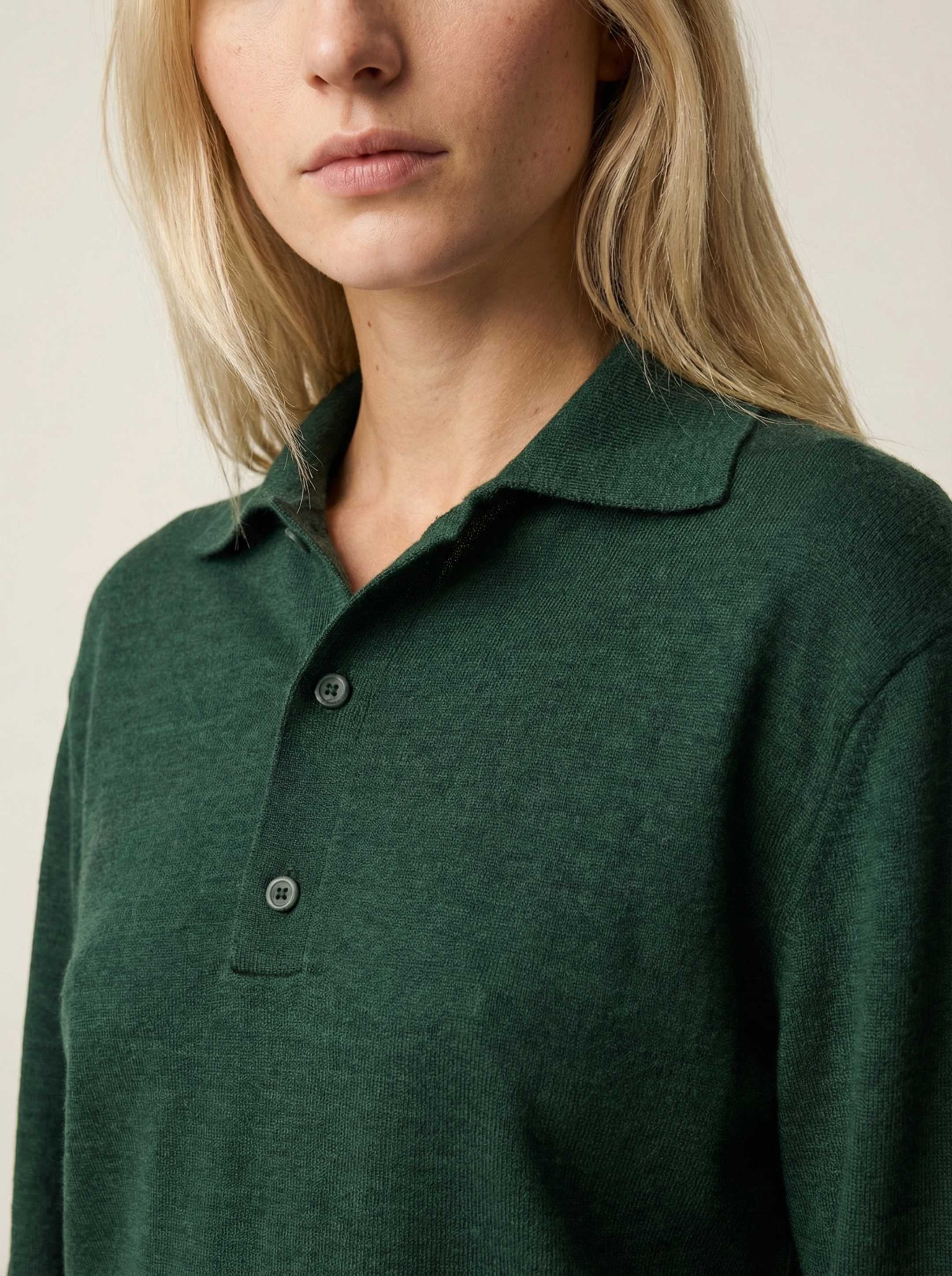 The Everyday Long Sleeve Polo Shirt - Emerald Green - Image 6