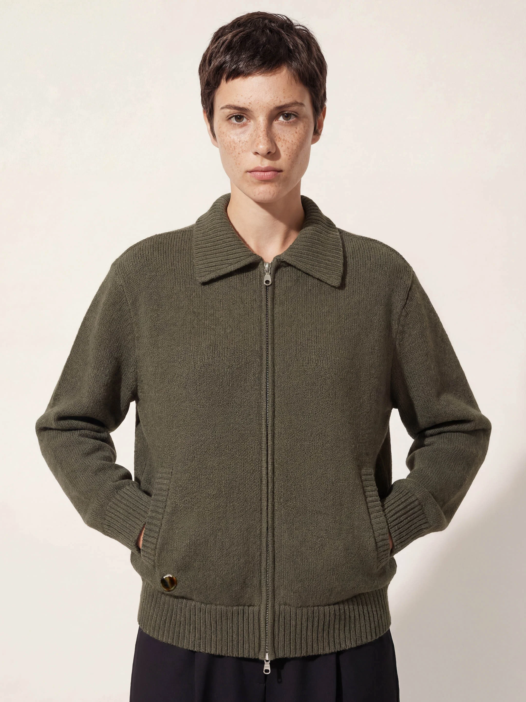 The Knitted Bomber - Moss Green - Image 4