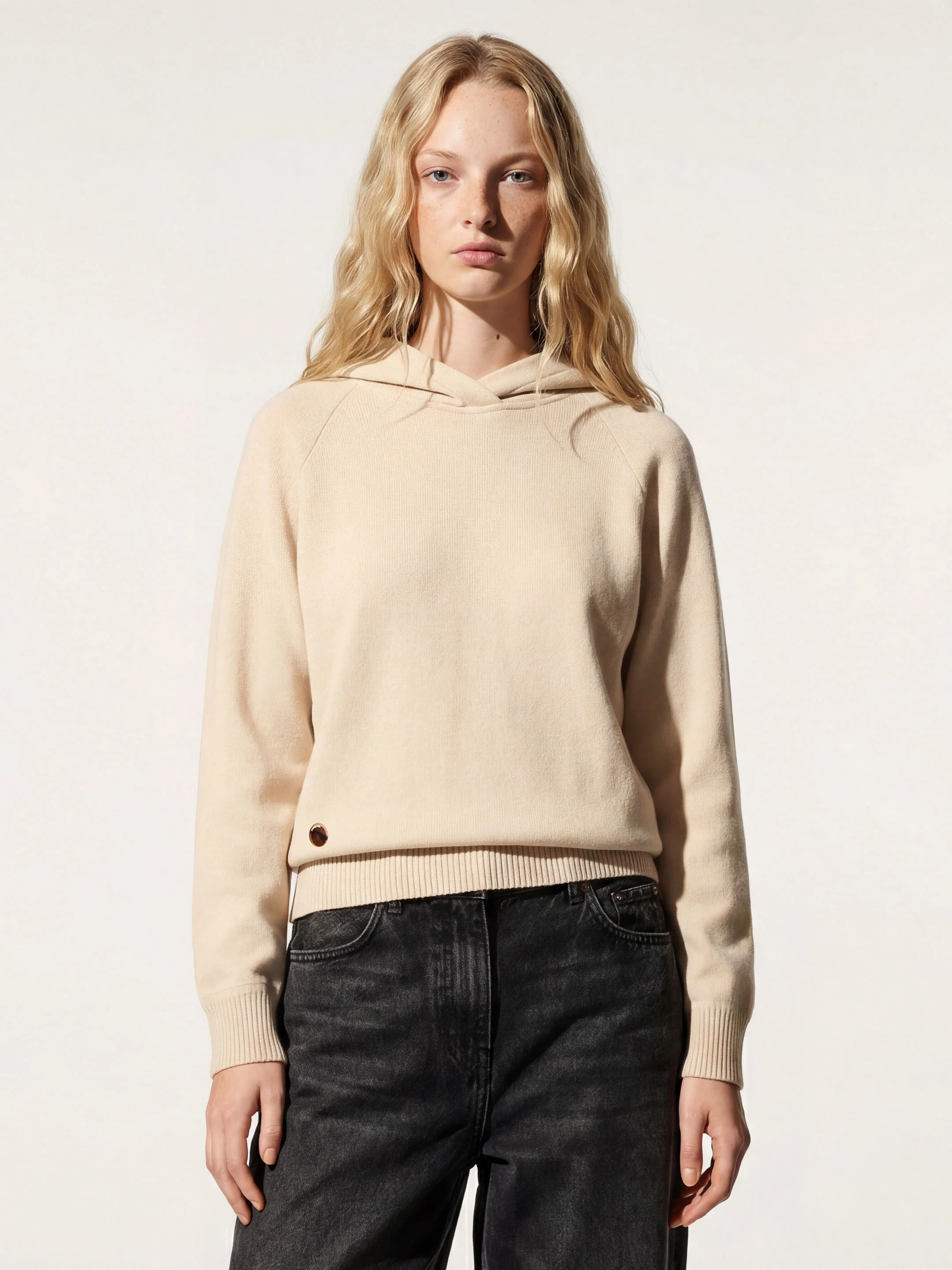 The Knitted Hoodie - Almond White - Image 3