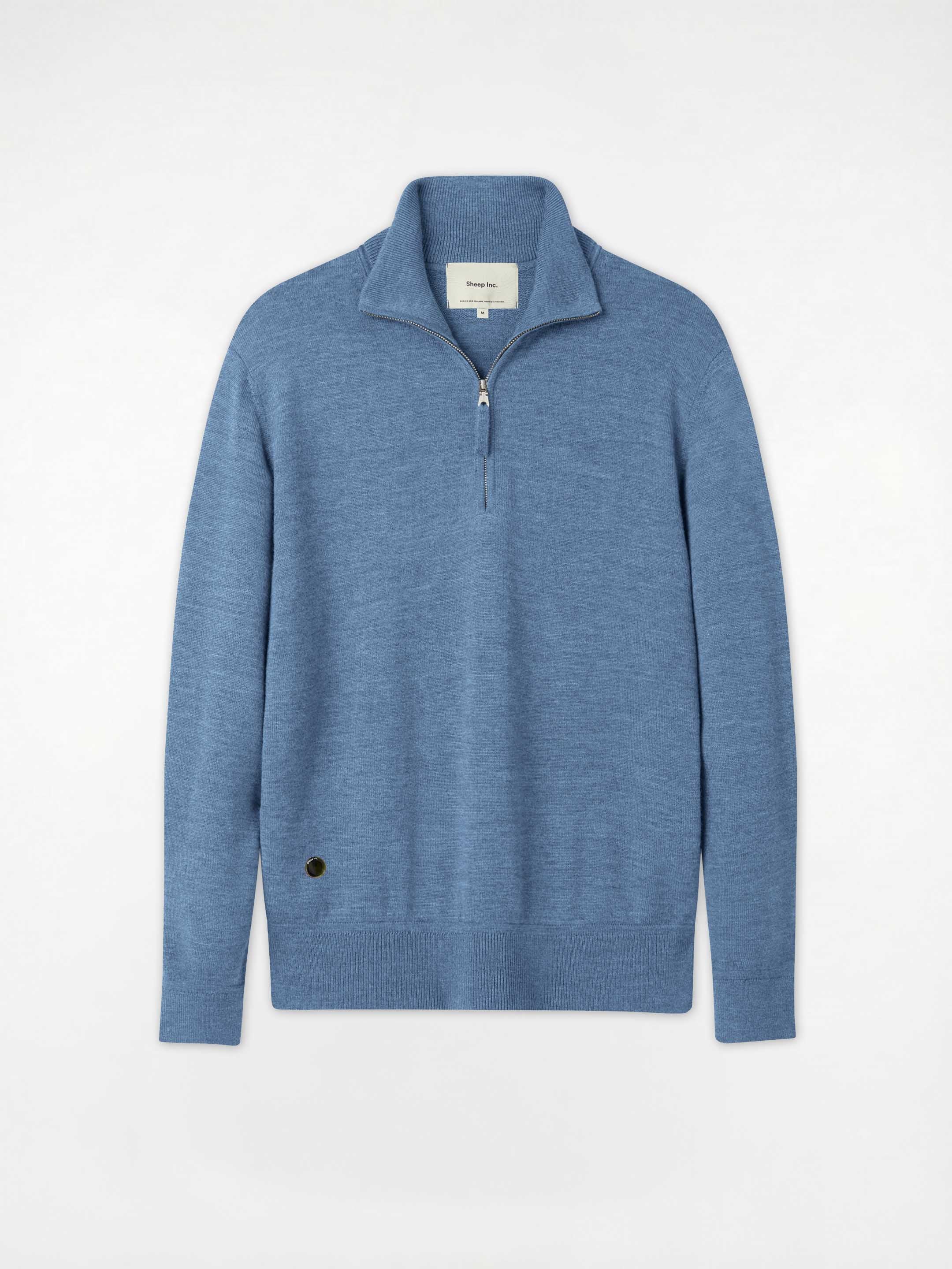 The Knitted Quarter Zip - Baltic Blue - Image 6