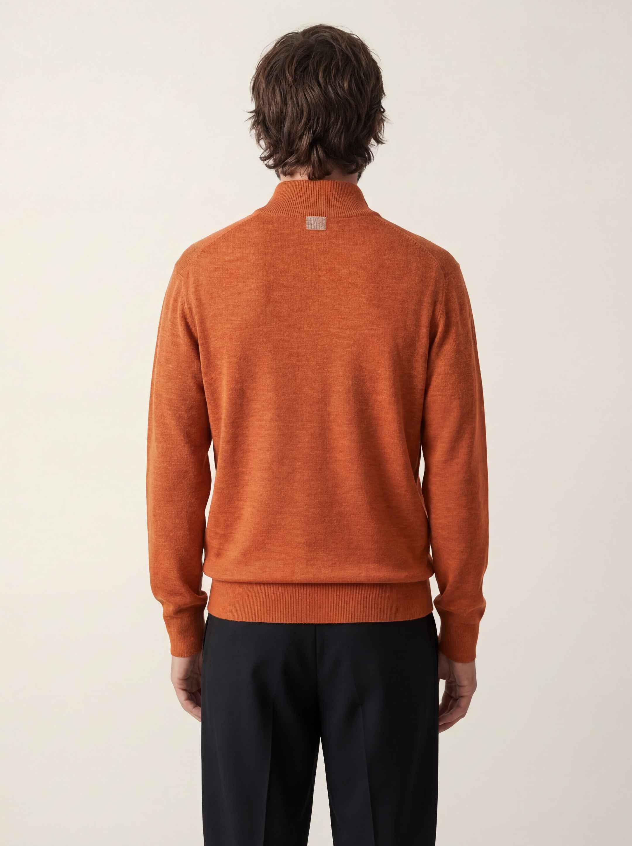 The Knitted Quarter Zip - Burnt Orange - Image 3