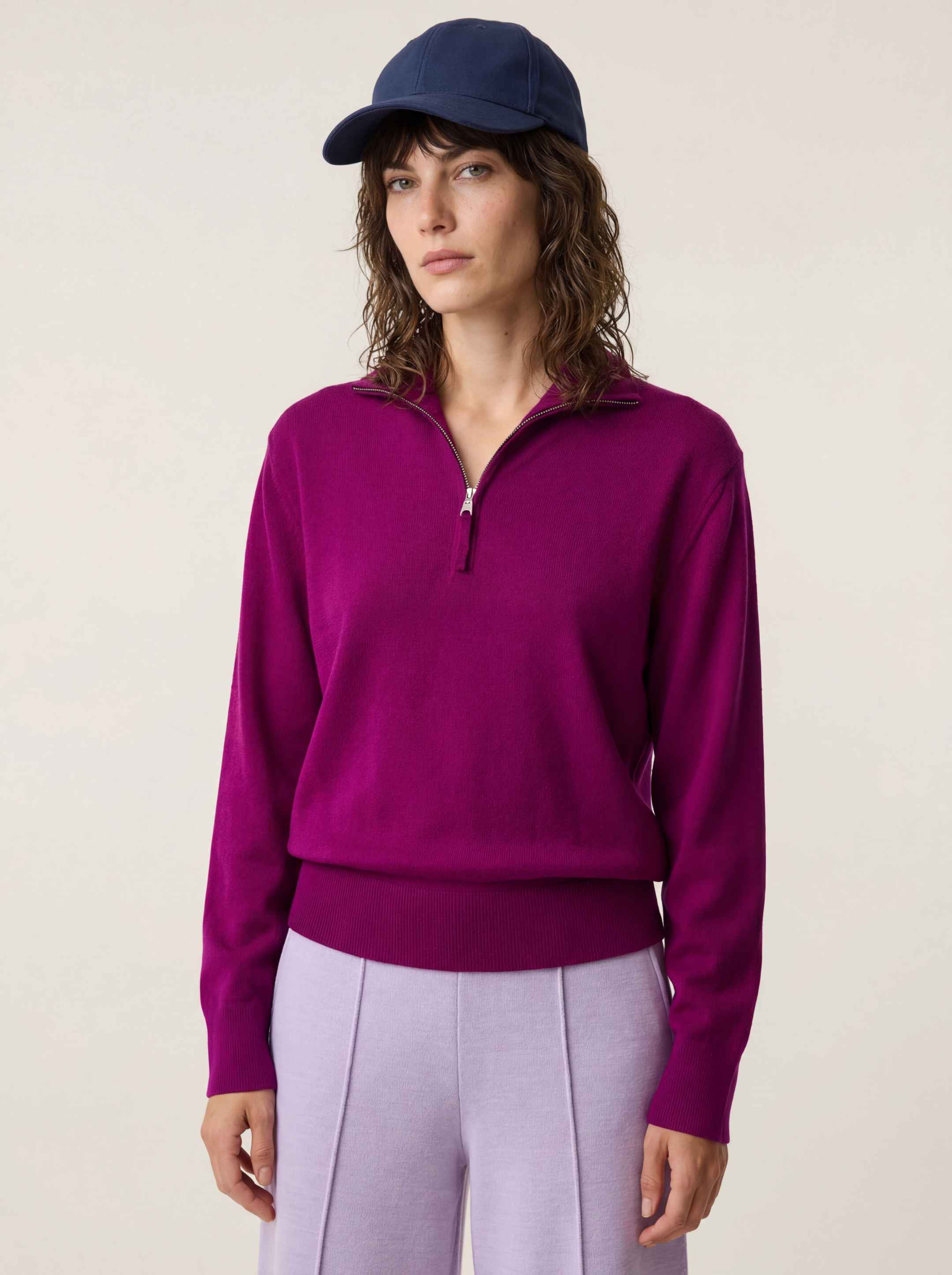 The Knitted Quarter Zip - Royal Purple - Image 2