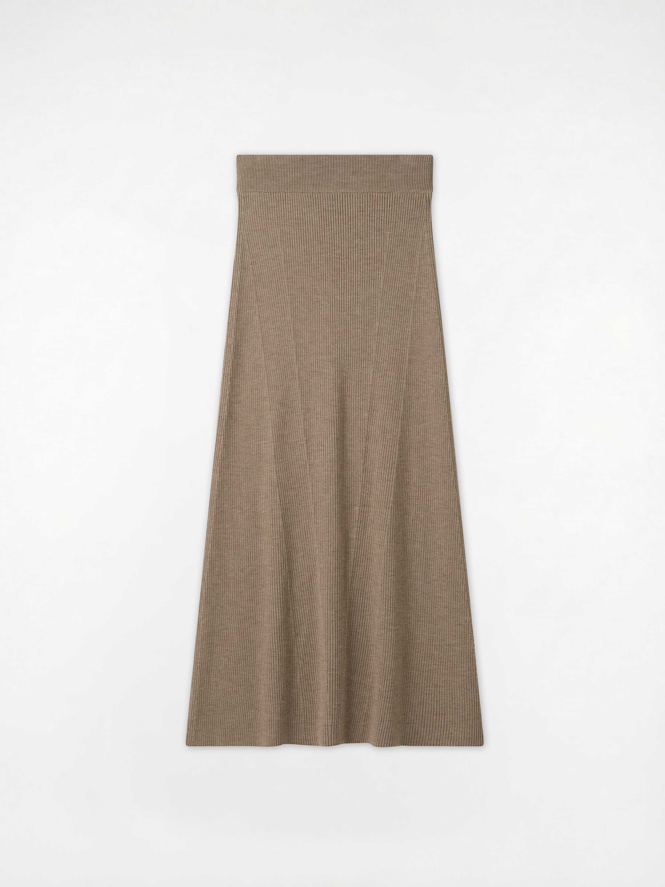The Ribbed Knitted Skirt - Fawn Brown - Image 5