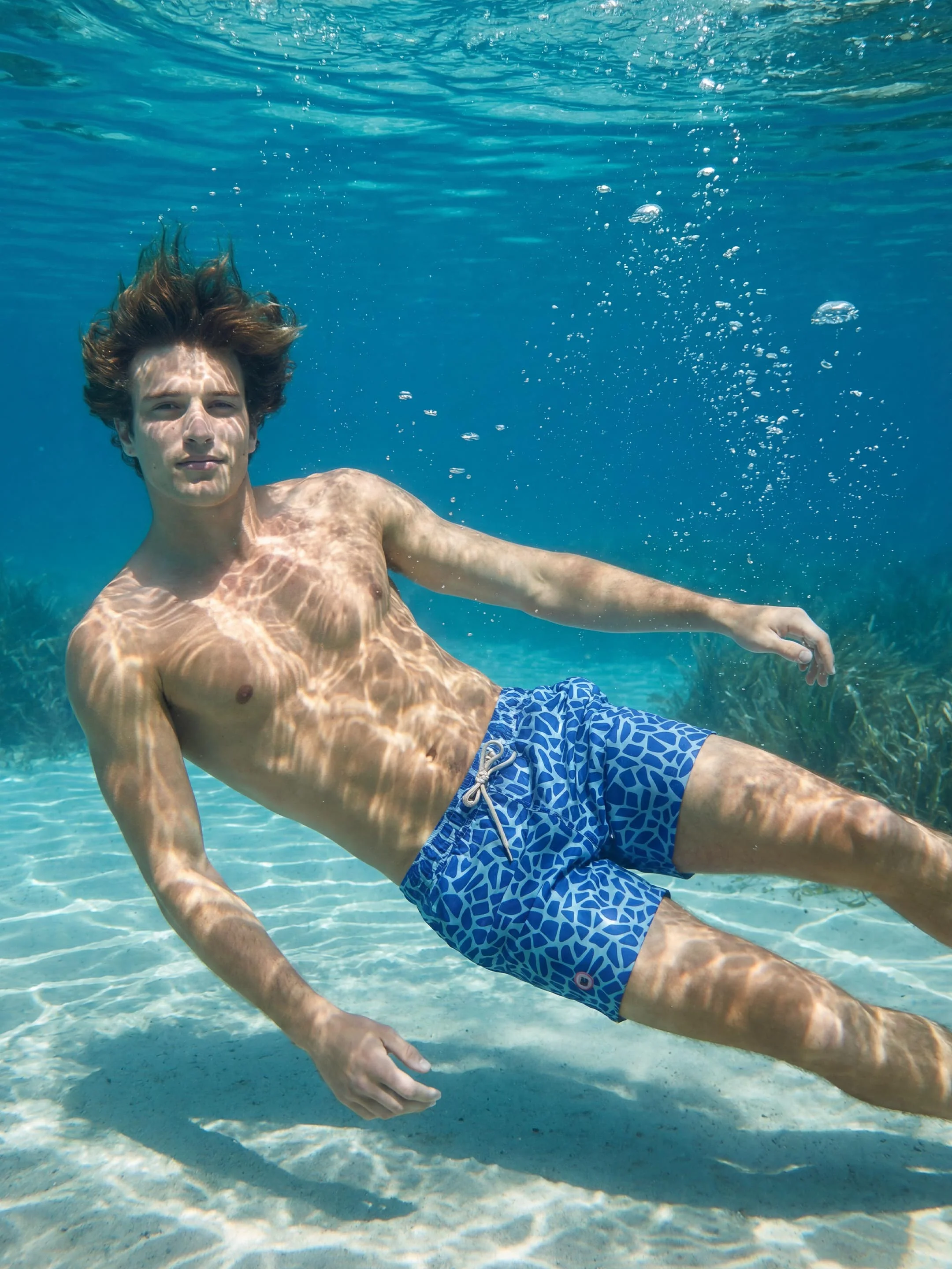 The Merino Swim Shorts - Cobalt Mosaic - Image 6