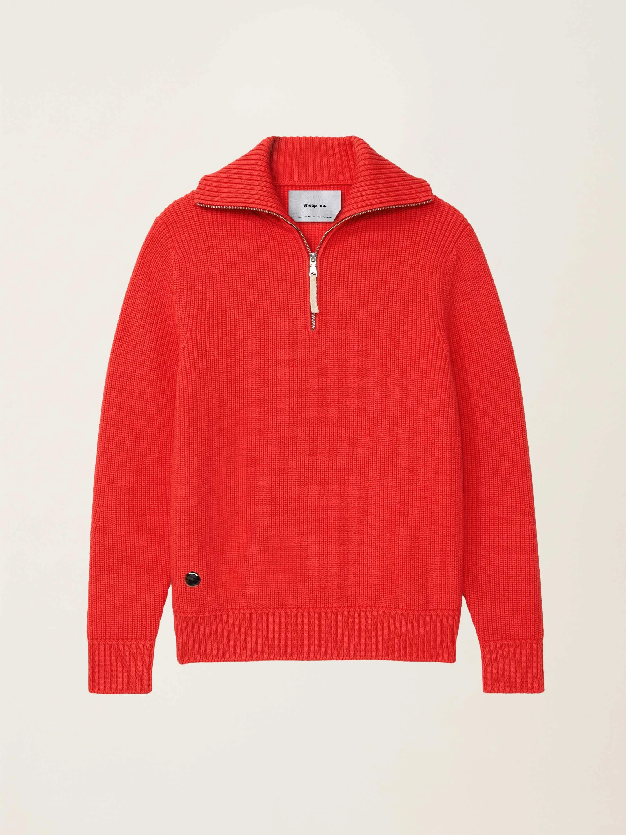 The Ridge Knit Half Zip - Poppy Red - Image 3