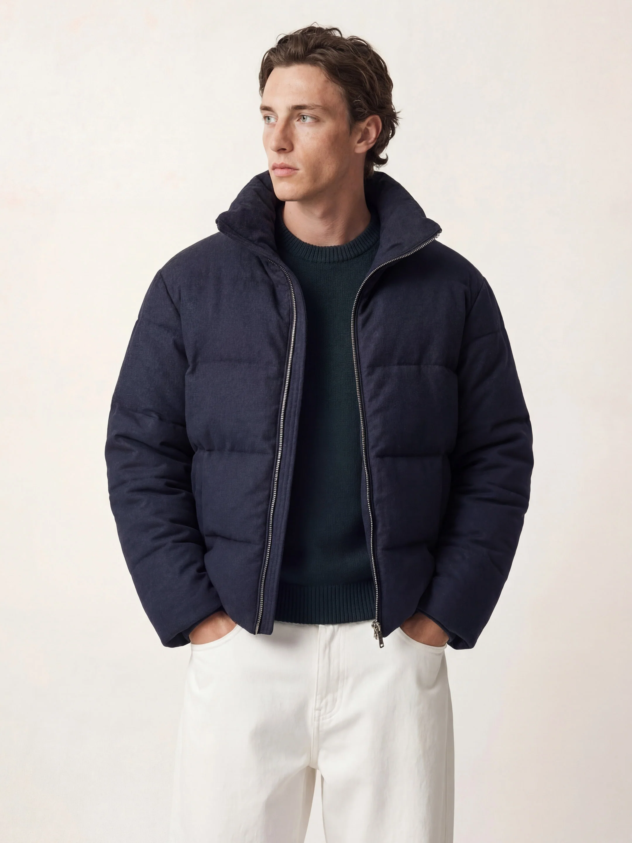 The Wool Puffer Jacket - Pacific Blue